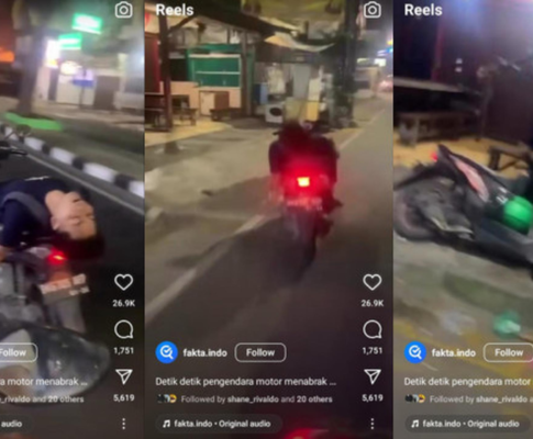 Kebanyakan Gaya, Seorang Pemuda Tabrak Warung Akibat Freestyle Tiduran di Sepeda Motor