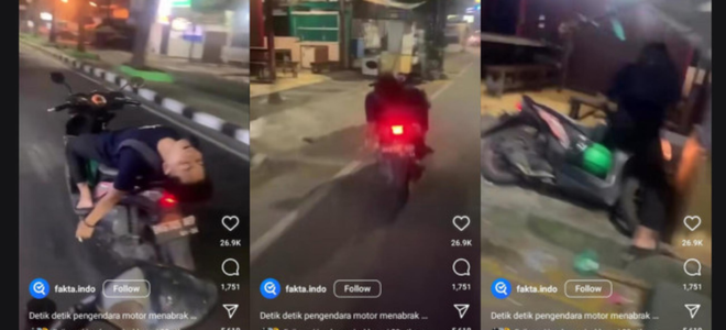 Kebanyakan Gaya, Seorang Pemuda Tabrak Warung Akibat Freestyle Tiduran di Sepeda Motor Kebanyakan Gaya, Seorang Pemuda Tabrak Warung Akibat Freestyle Tiduran di Sepeda Motor